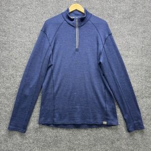 Meriwool Layers 400g Quarter Zip Pullover Mens XL Blue Merino Wool Outdoor